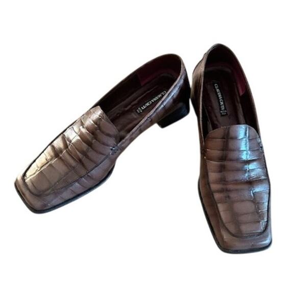 Claudia Ciuti “Aria” Brown Croc-Embossed Leather Loafer Pumps – 8.5 M - Picture 2 of 11